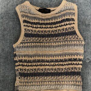 Zara Striped Textured Knit Sleeveless Tank Top